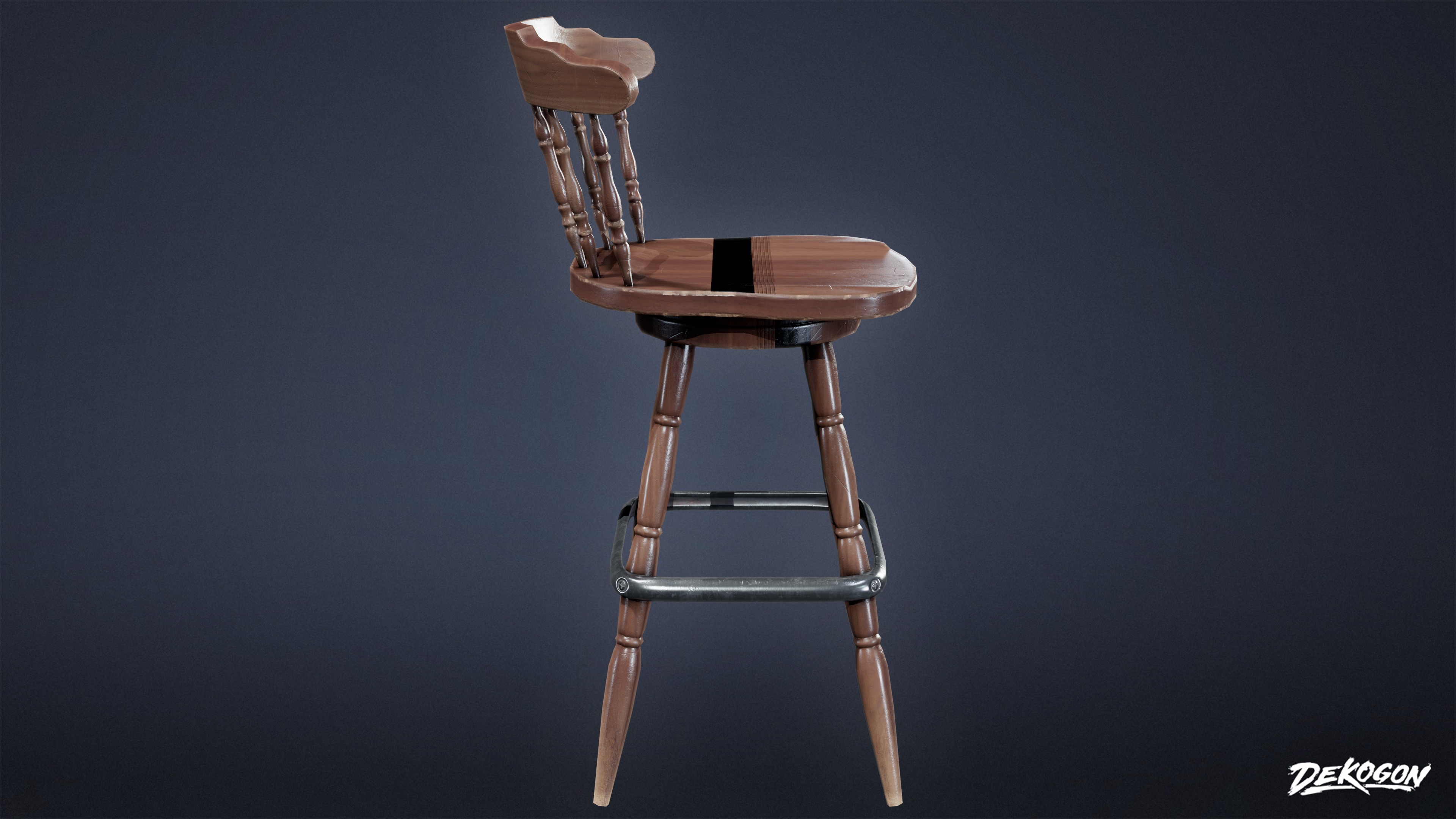 DIVE BAR - Colonial Stool 01 - LOW POLY Low-poly 3D model_2