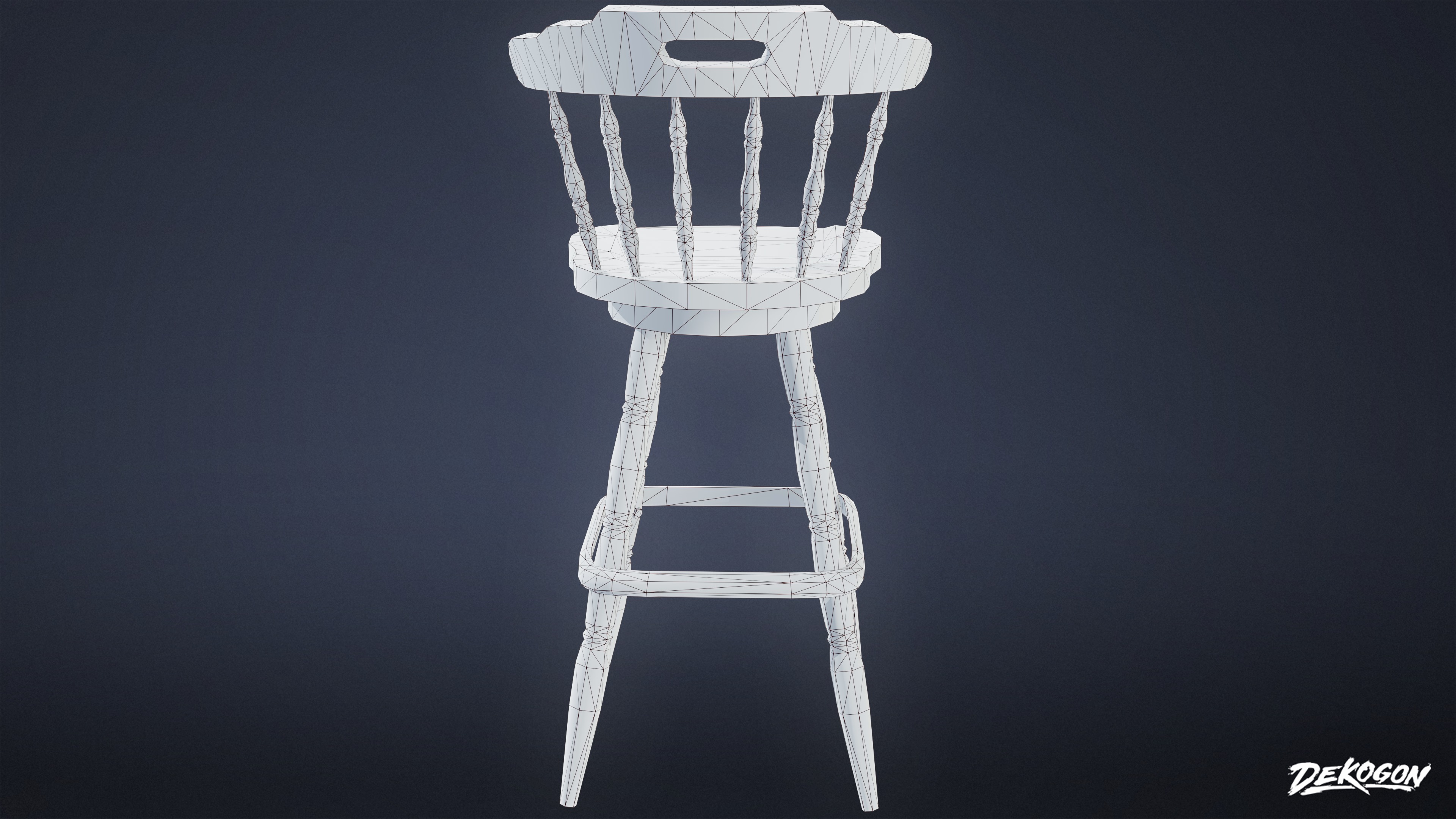 DIVE BAR - Colonial Stool 01 - LOW POLY Low-poly 3D model_9
