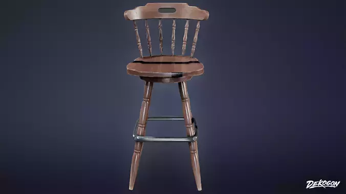DIVE BAR - Colonial Stool 01 - LOW POLY