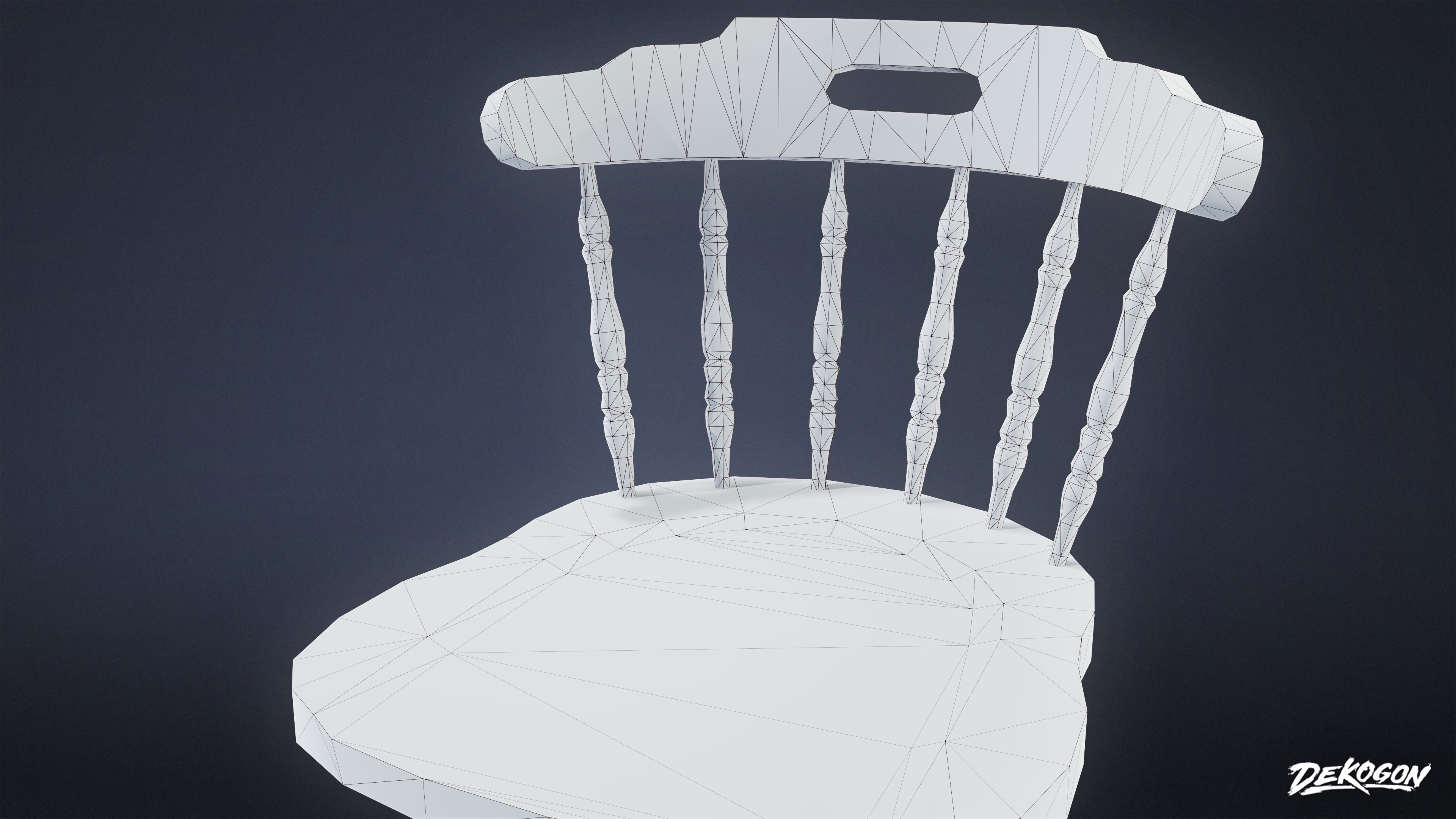 DIVE BAR - Colonial Stool 01 - LOW POLY Low-poly 3D model_7