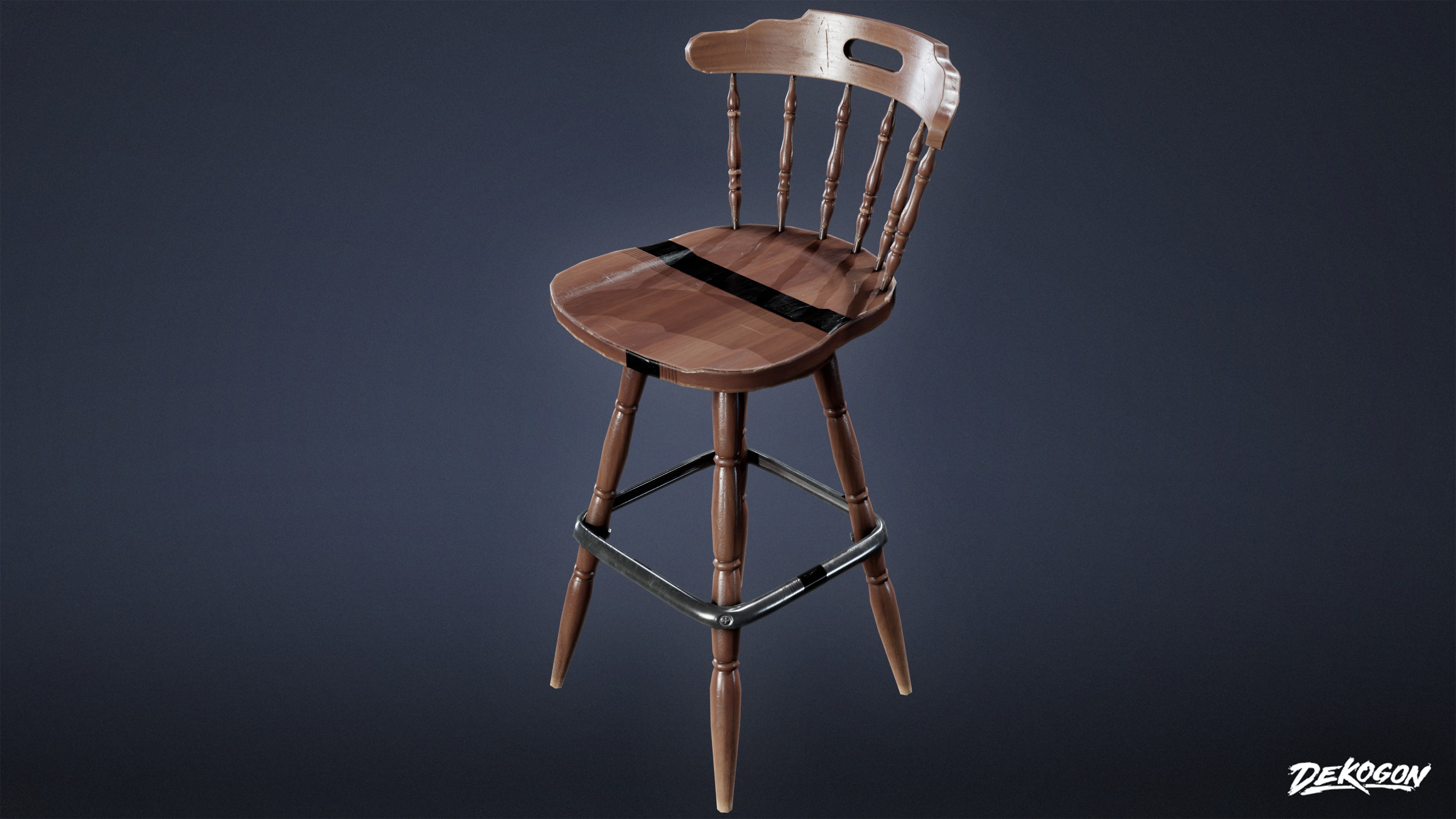 DIVE BAR - Colonial Stool 01 - LOW POLY Low-poly 3D model_4