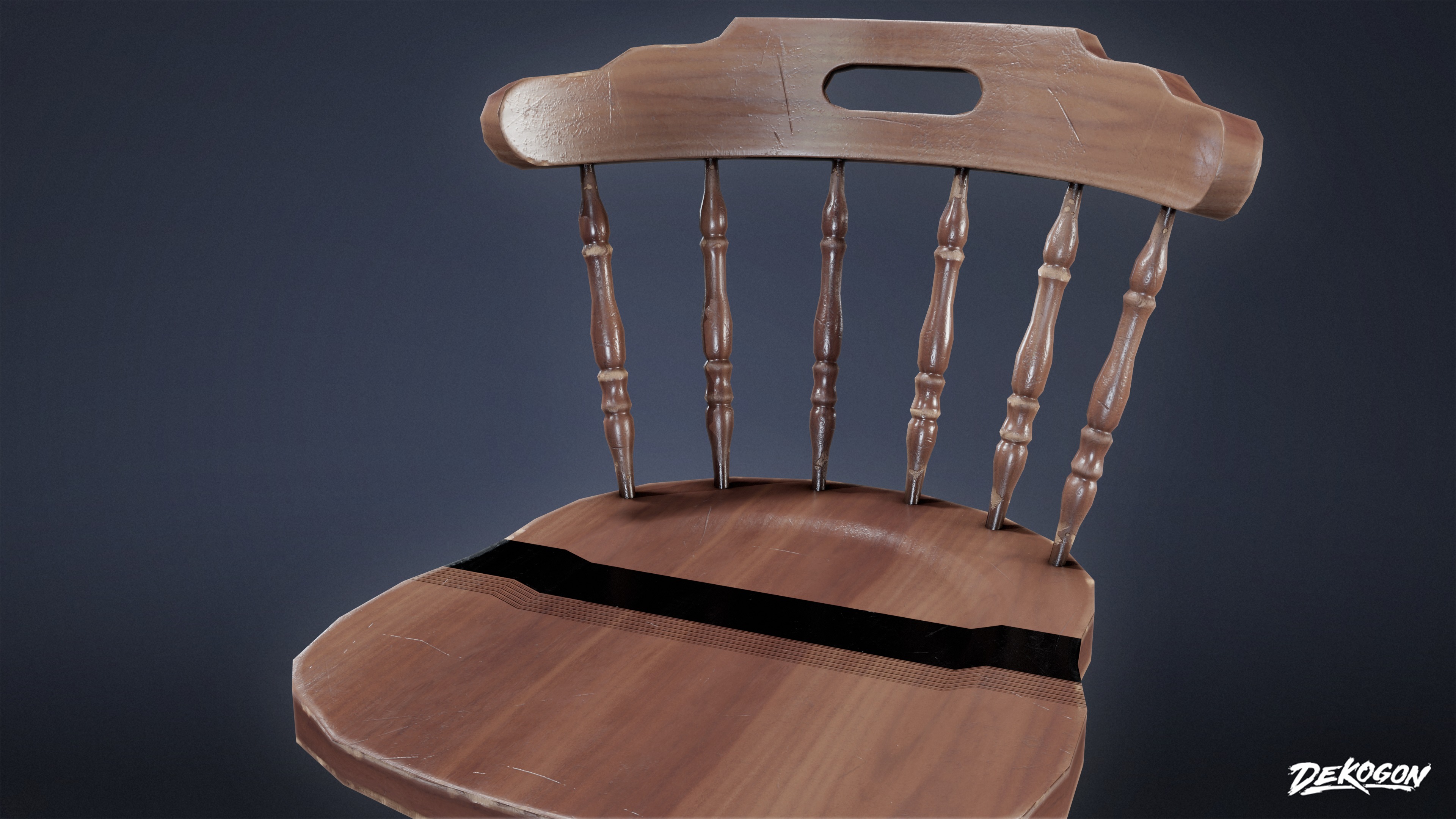 DIVE BAR - Colonial Stool 01 - LOW POLY Low-poly 3D model_6