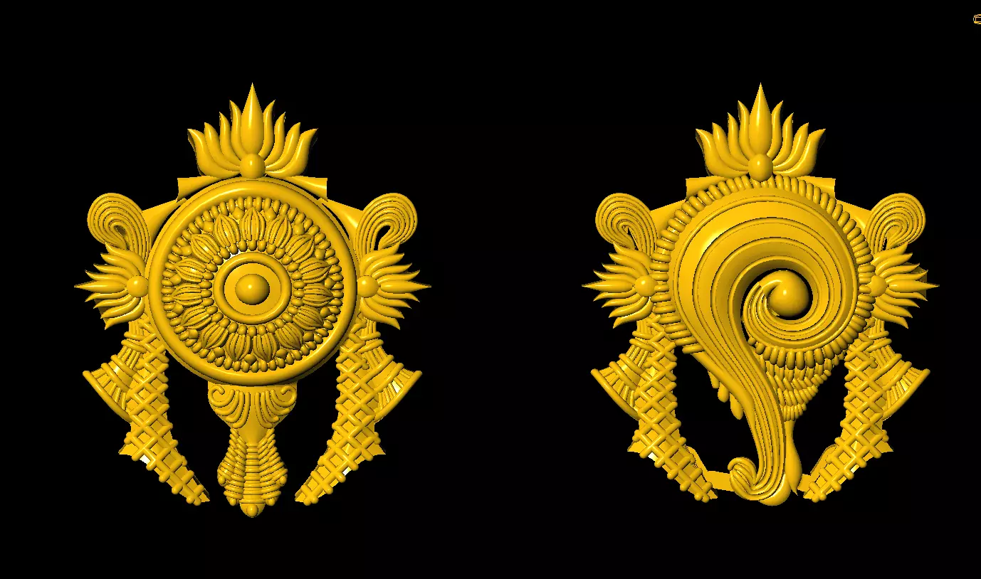 Shankha Chakra 3D model 3D print model_0