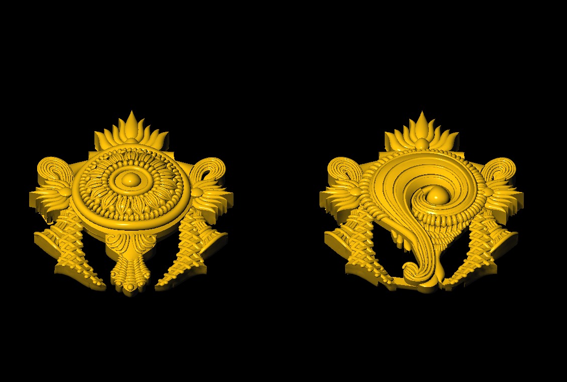 Shankha Chakra 3D model 3D print model_3