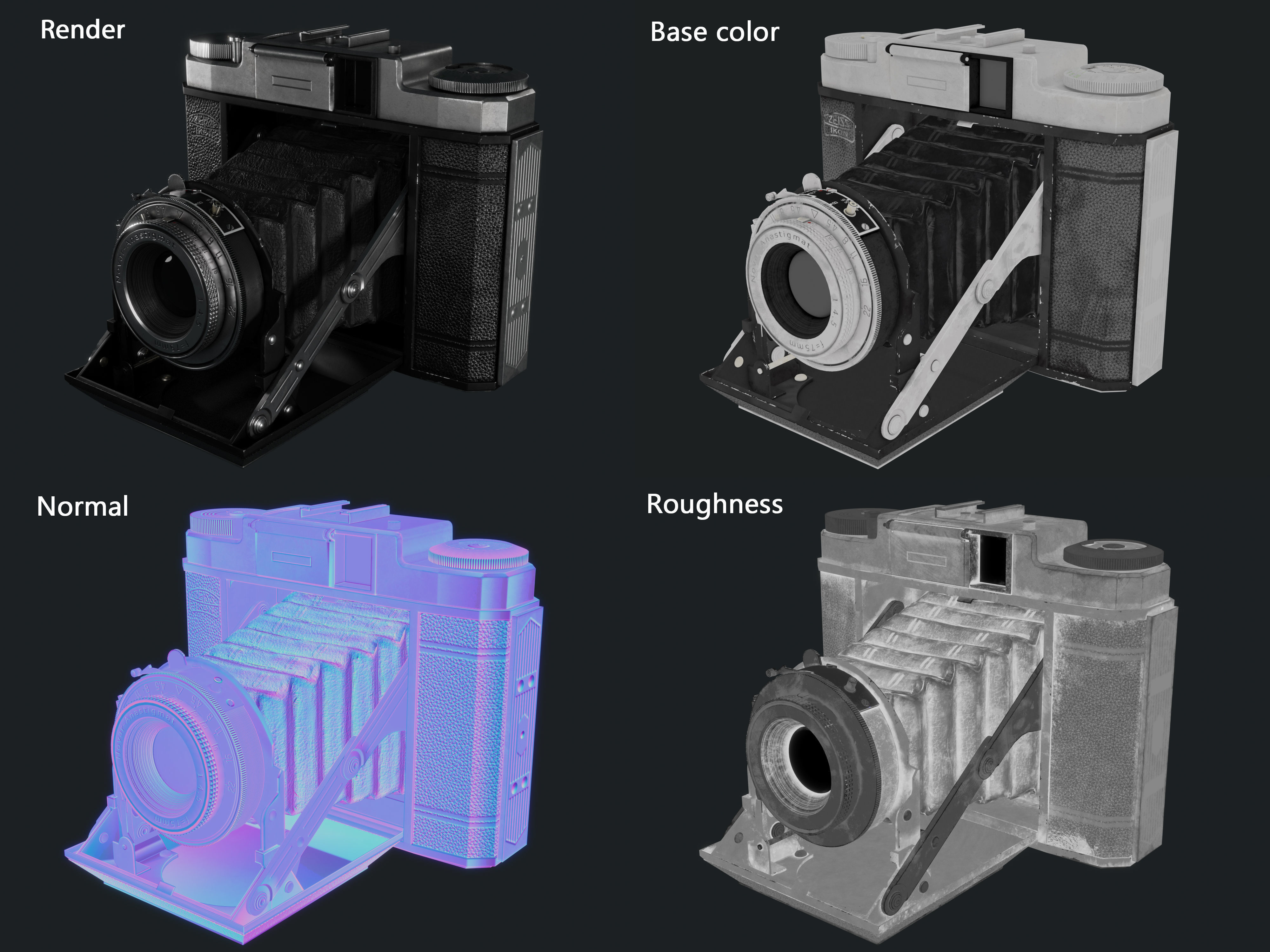 Camera Zeiss ikon nettax  Game Ready Low-poly 3D model_5