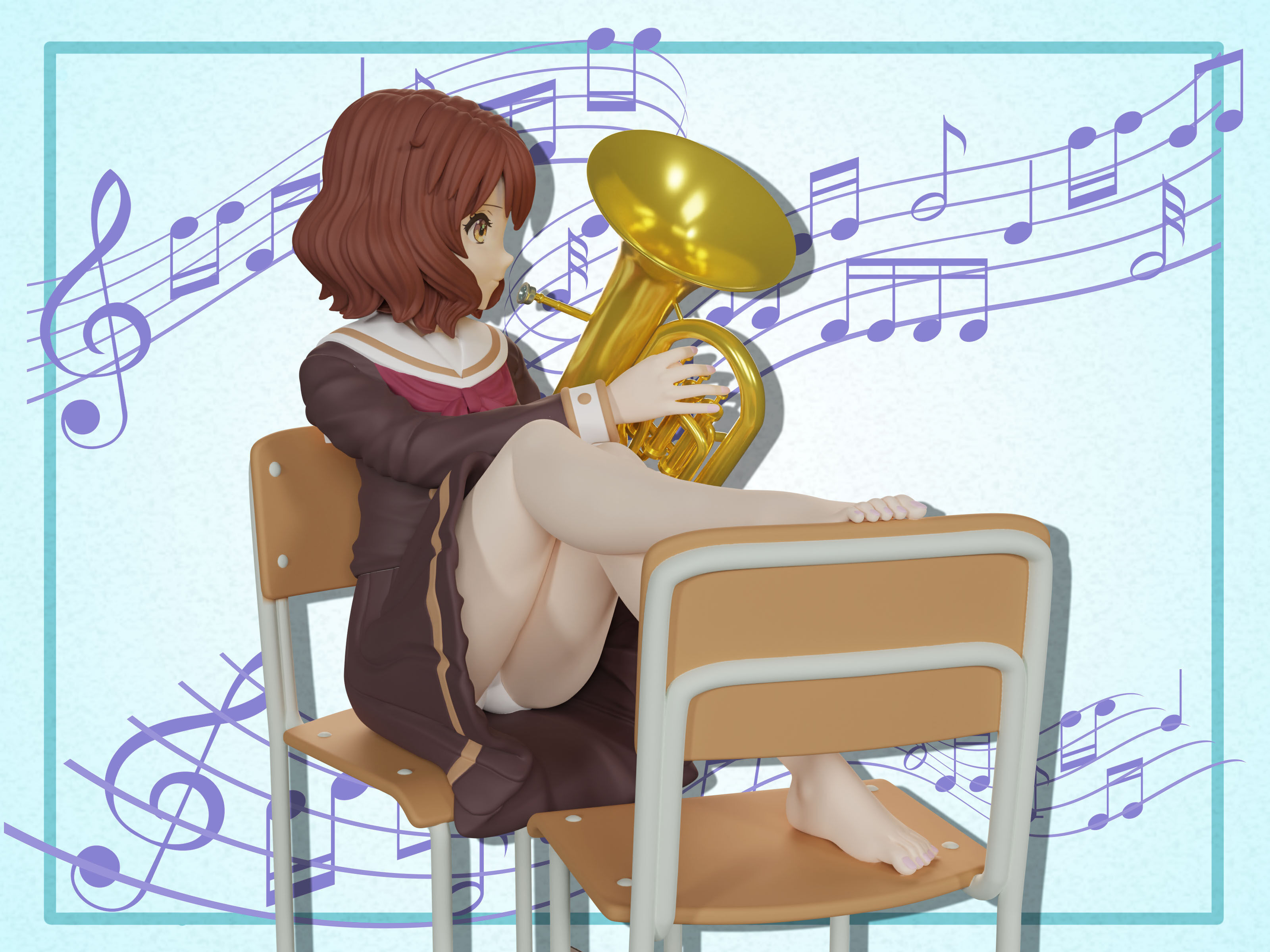 Kumiko Oumae figure 3d 3D print model_6