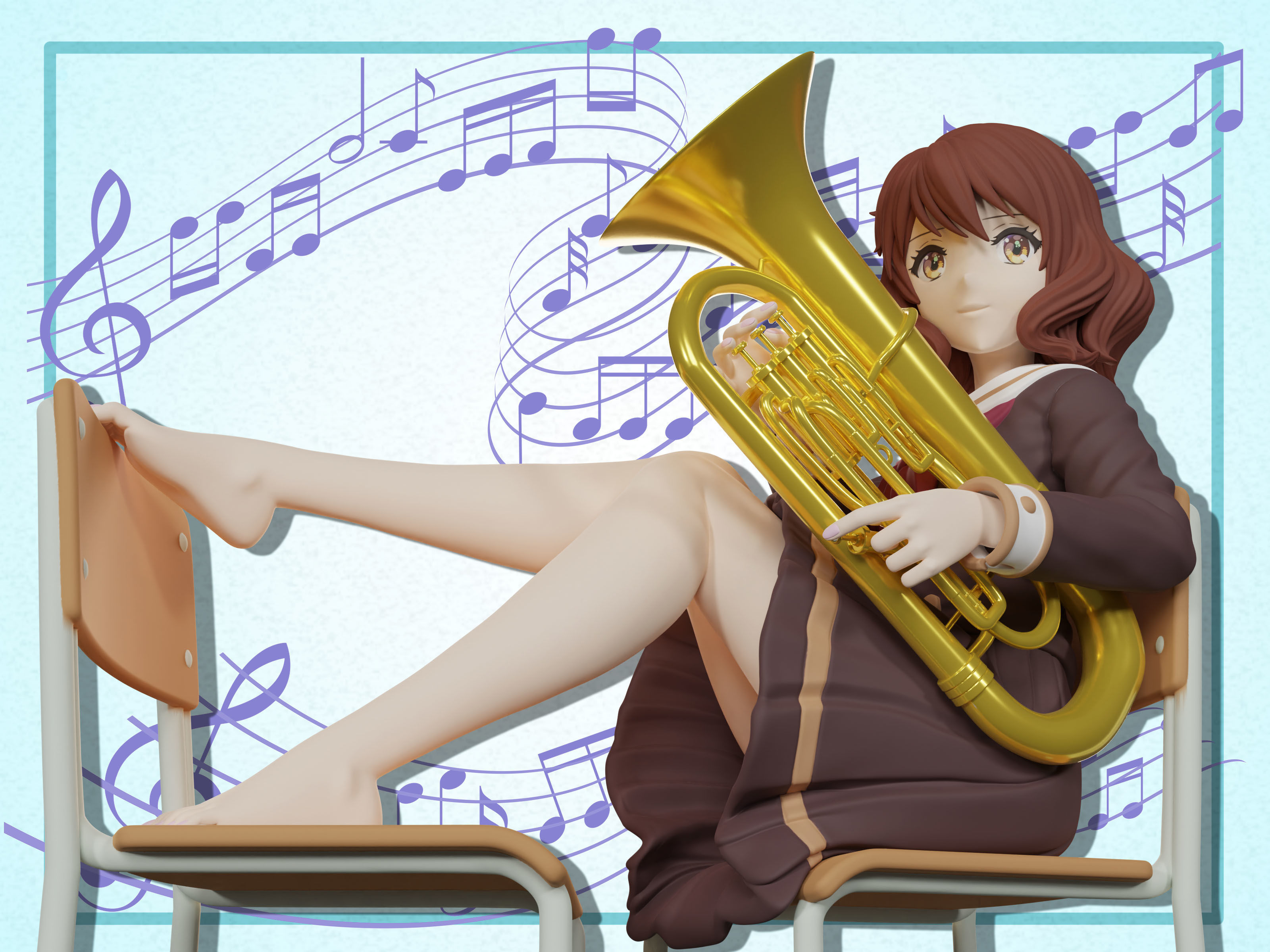 Kumiko Oumae figure 3d 3D print model_9