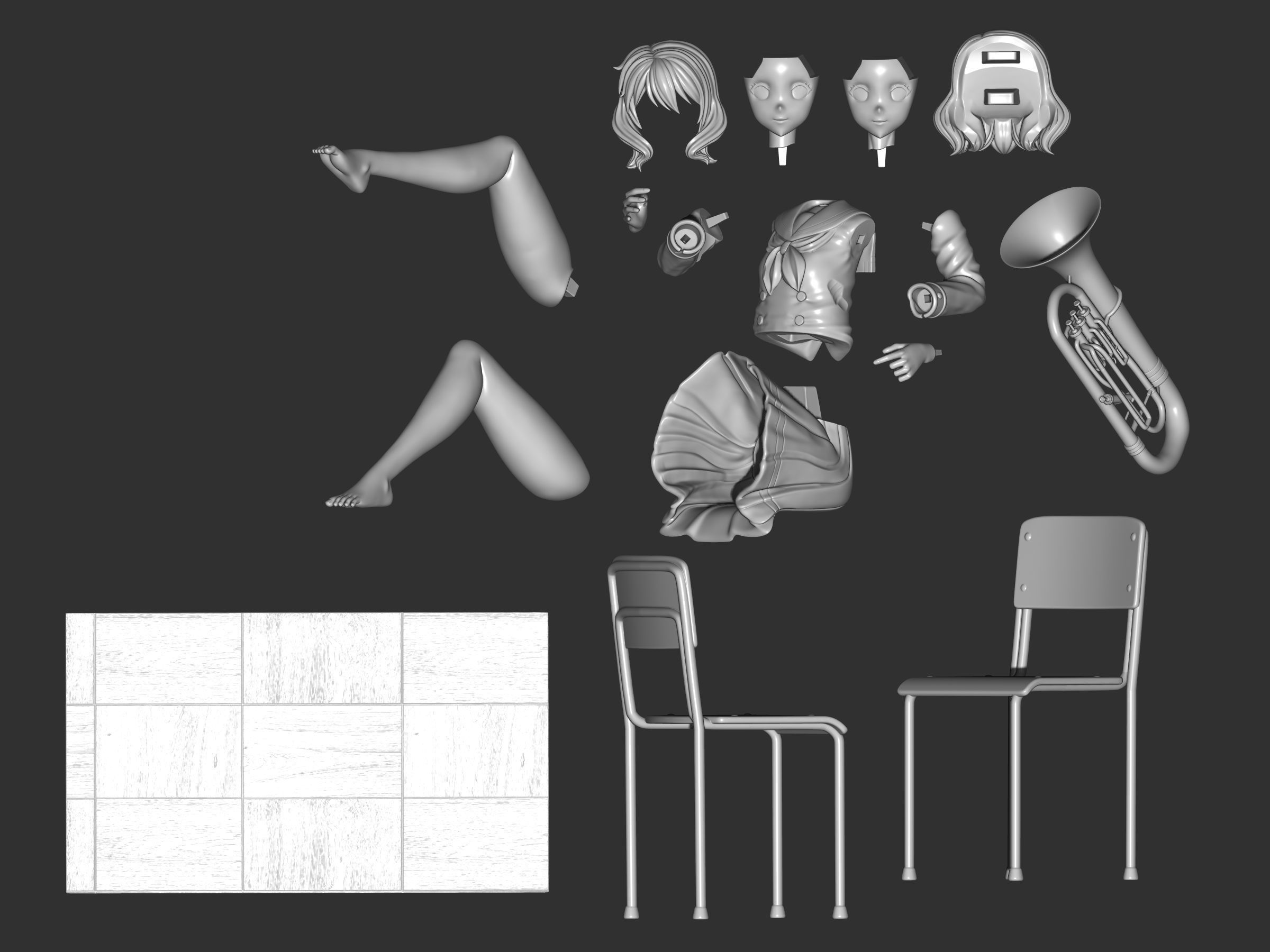 Kumiko Oumae figure 3d 3D print model_10