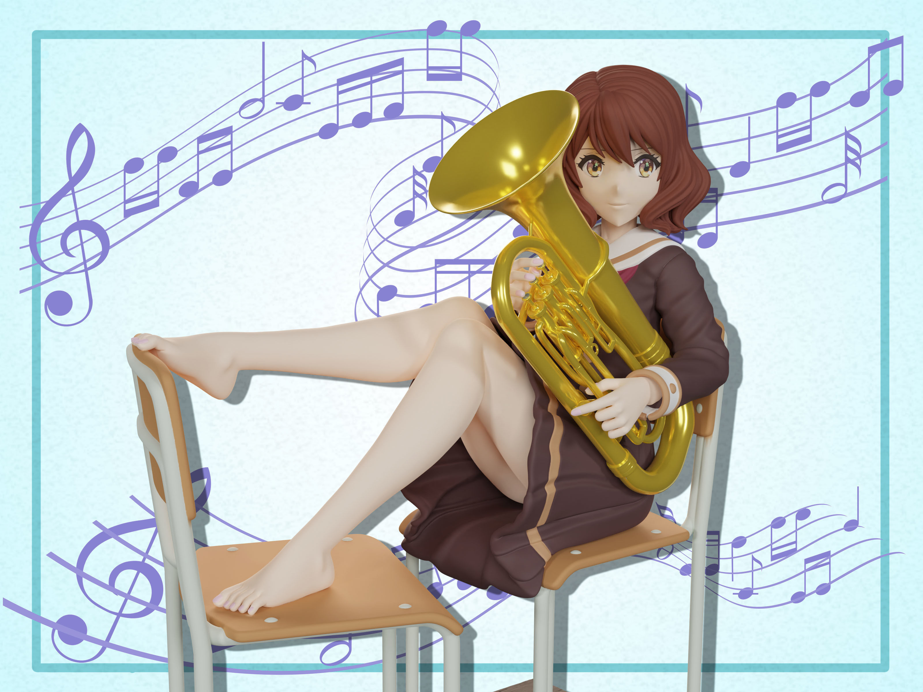 Kumiko Oumae figure 3d 3D print model_7