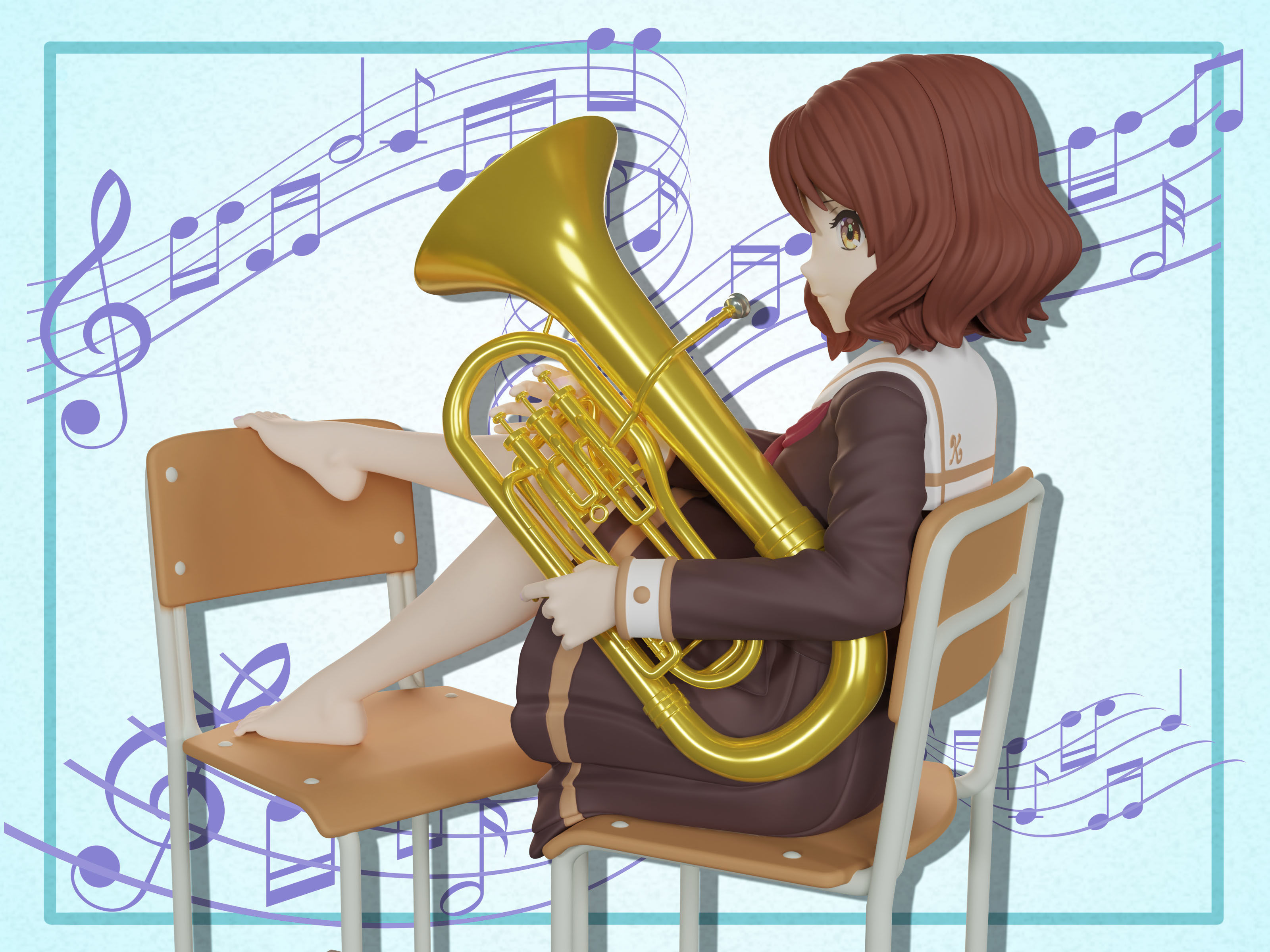 Kumiko Oumae figure 3d 3D print model_3