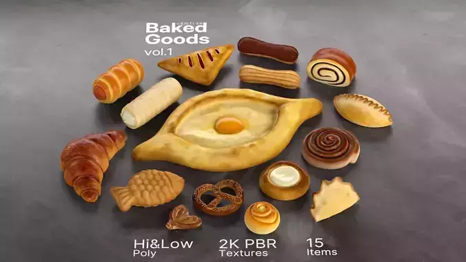 Baked Goods vol1 Low-poly 3D model