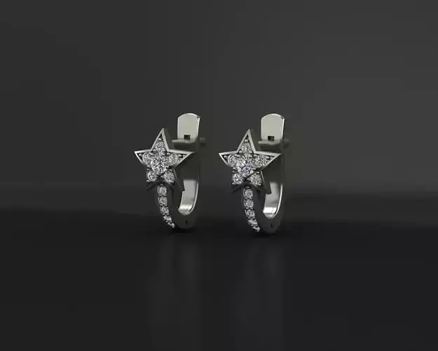  Star diamond earrings 3D print model
