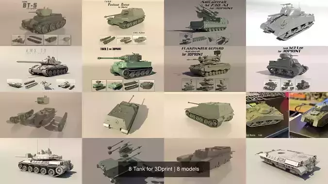8 Tank for 3Dprint 3D Model Collection