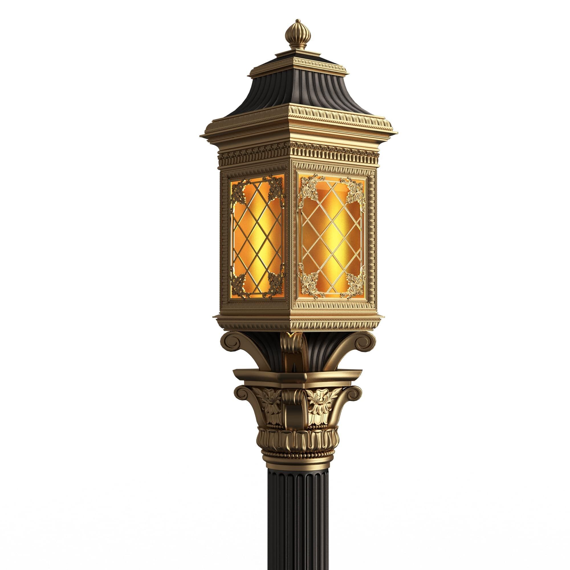 Classic Street Light 0101 Low-poly 3D model_4