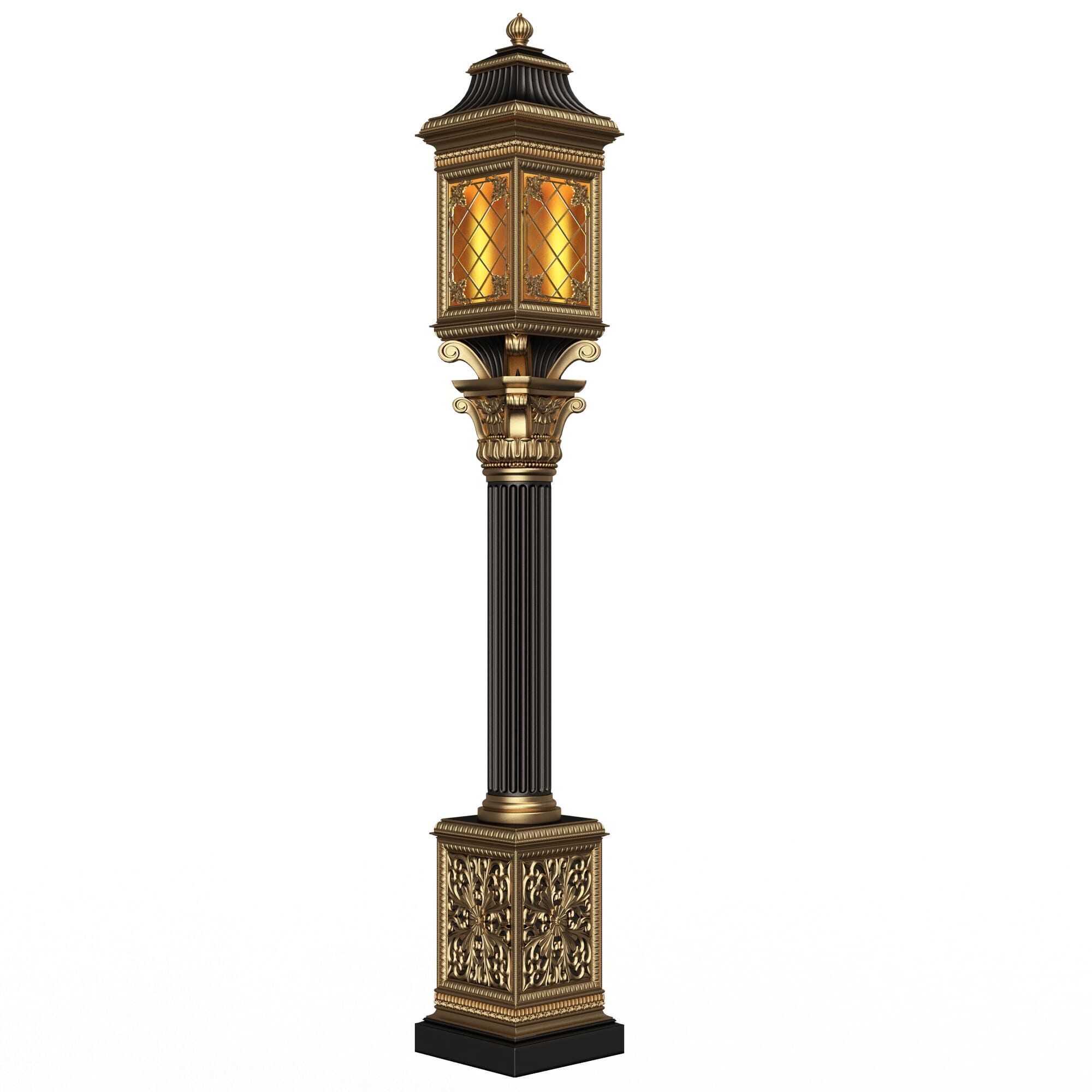 Classic Street Light 0101 Low-poly 3D model_3