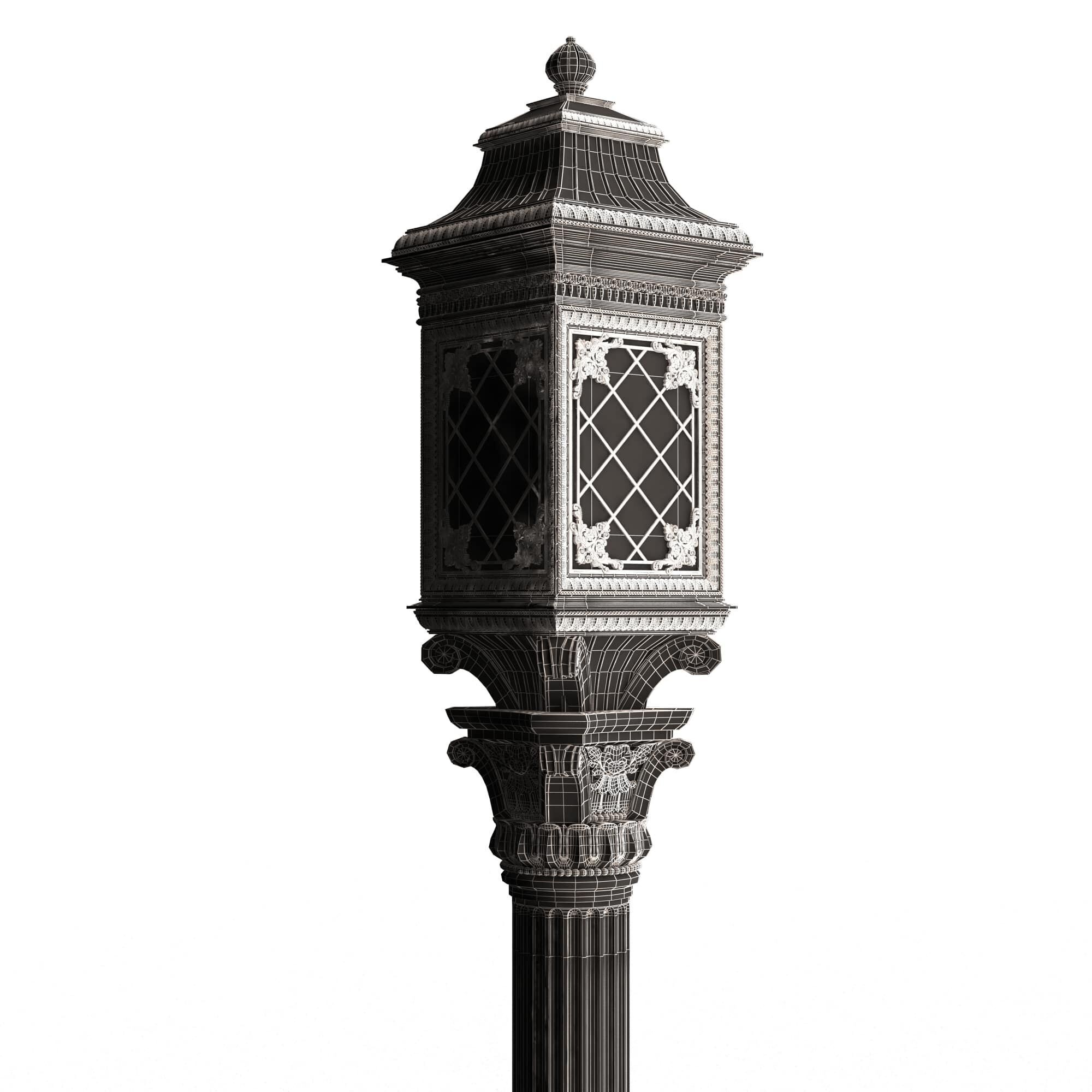 Classic Street Light 0101 Low-poly 3D model_12