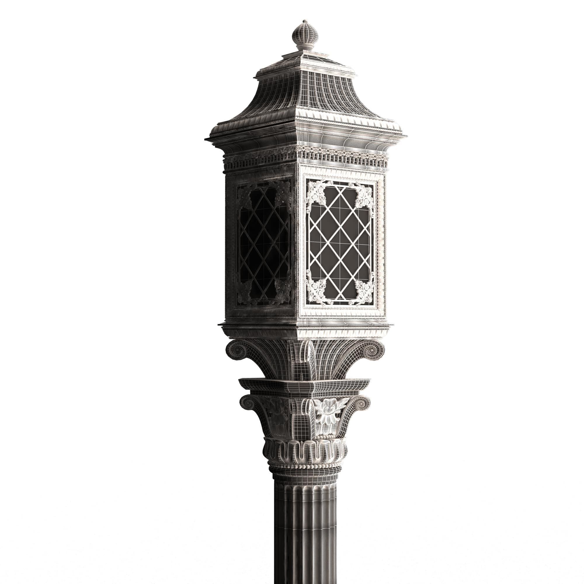 Classic Street Light 0101 Low-poly 3D model_7
