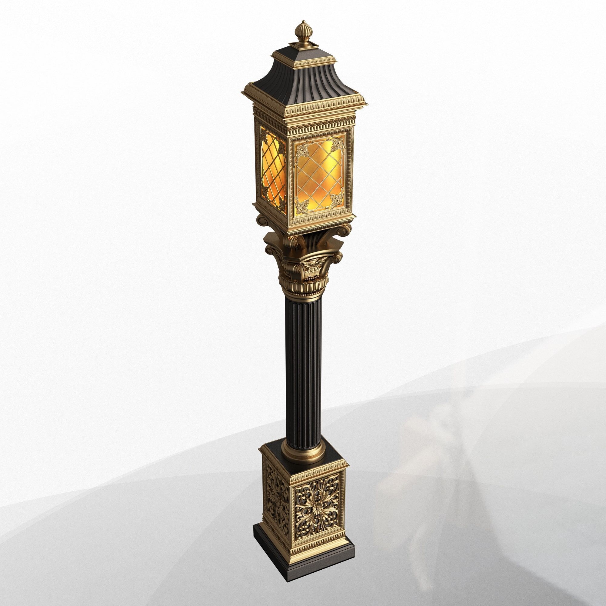 Classic Street Light 0101 Low-poly 3D model_2