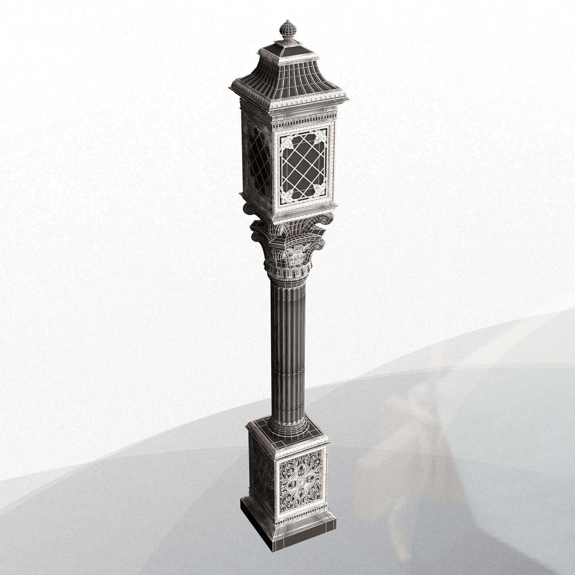 Classic Street Light 0101 Low-poly 3D model_10