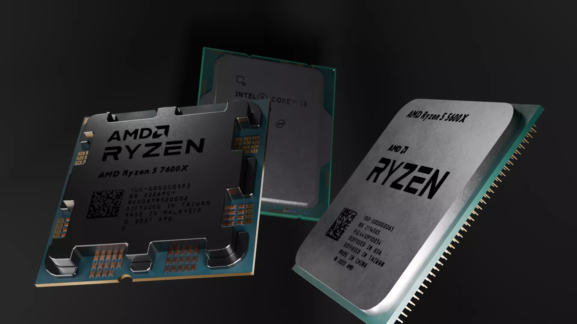 FREE AMD 7600x Intel i3 12100f and Ryzen 5600x Free 3D model