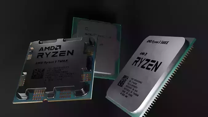 FREE AMD 7600x Intel i3 12100f and Ryzen 5600x Free 3D model
