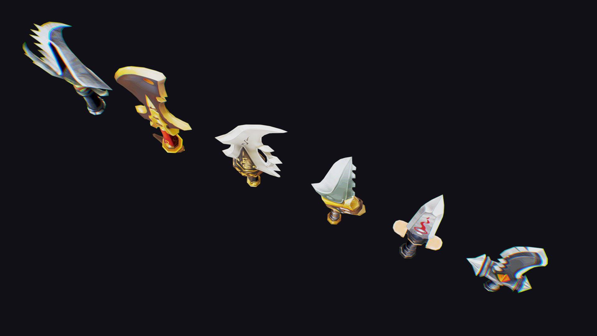 Dual Handed Dagger Edged Weapon Melee Knife Blade Low-poly 3D model_6