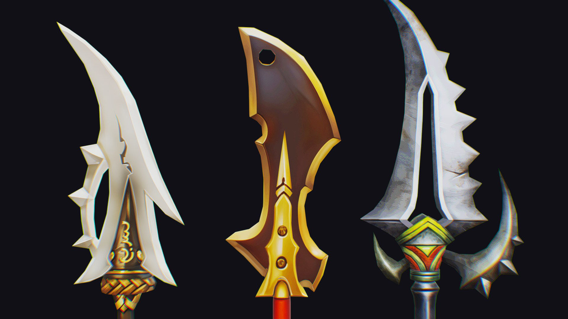 Dual Handed Dagger Edged Weapon Melee Knife Blade Low-poly 3D model_10