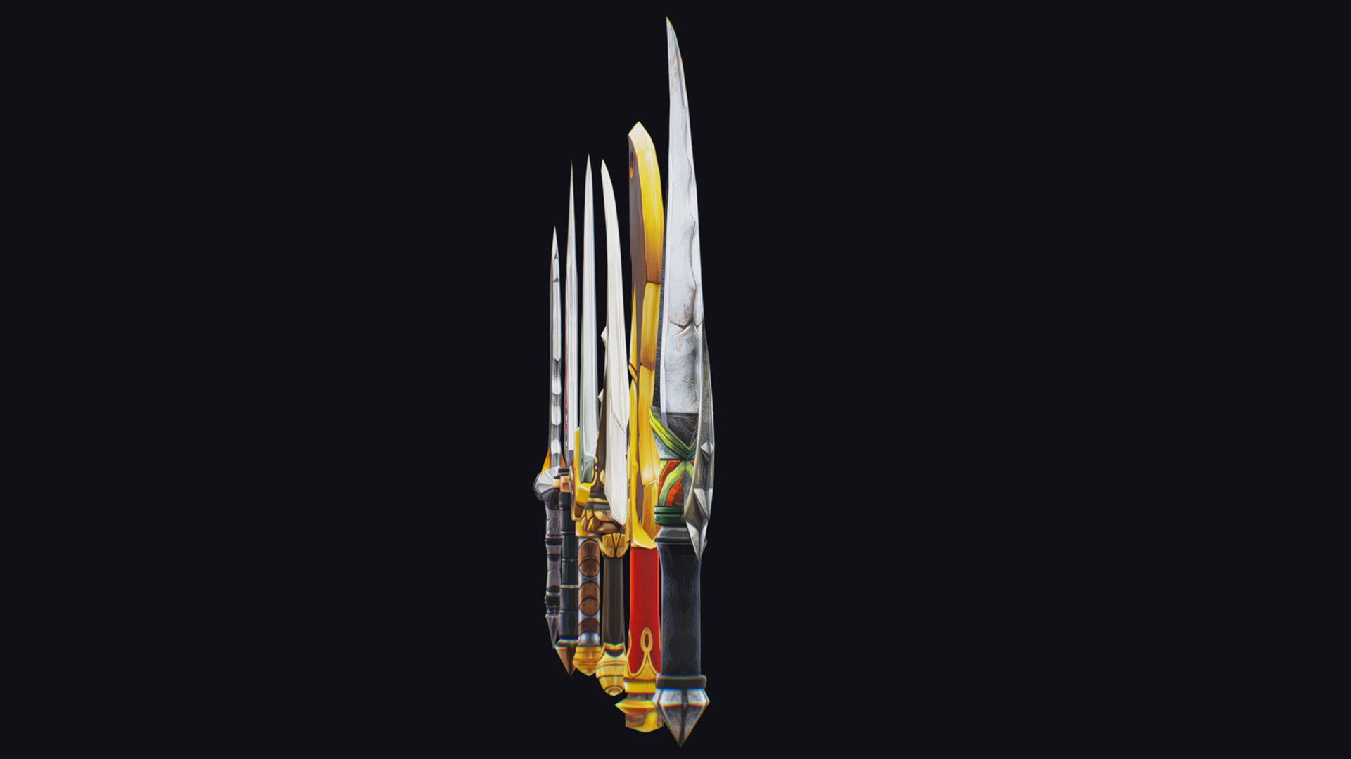 Dual Handed Dagger Edged Weapon Melee Knife Blade Low-poly 3D model_3