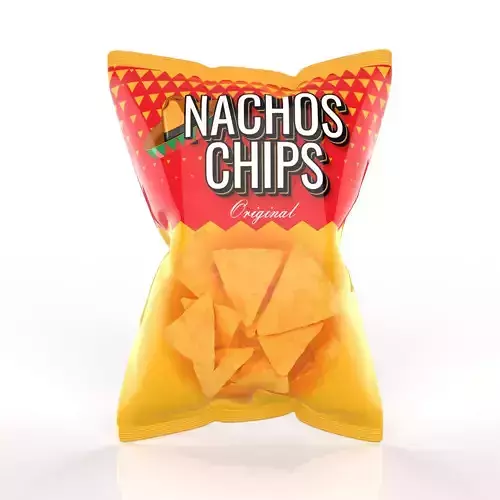 Nachos Chips Bag Packaging Model for Snack Branding 3D model