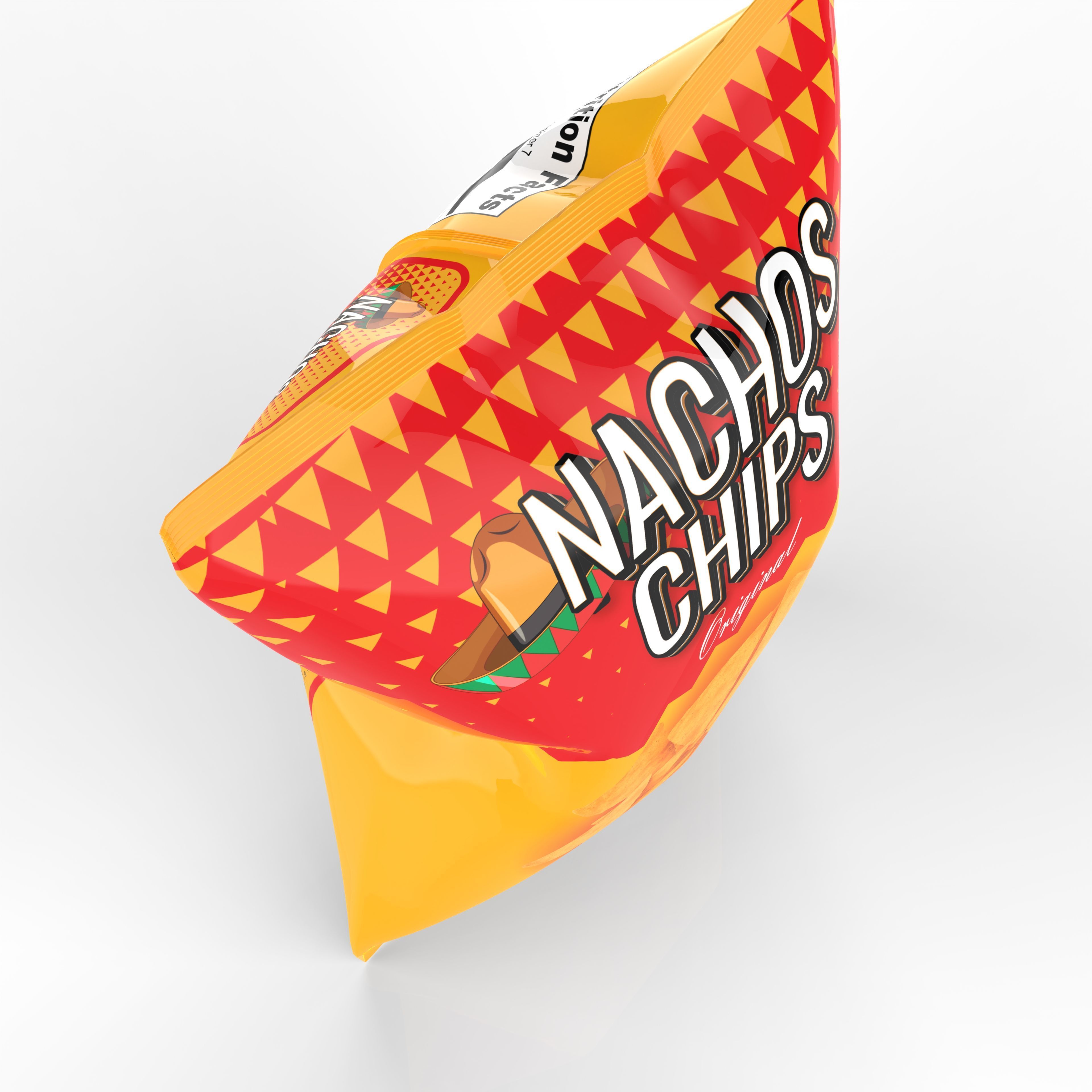 Nachos Chips Bag Packaging Model for Snack Branding 3D model_3