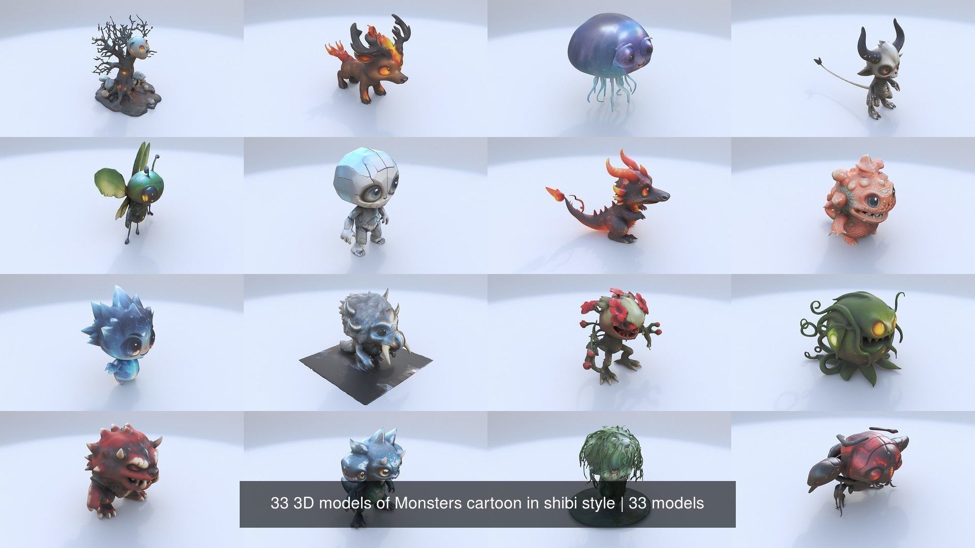 33 3D models of Monsters cartoon in shibi style 3D Model Collection_2