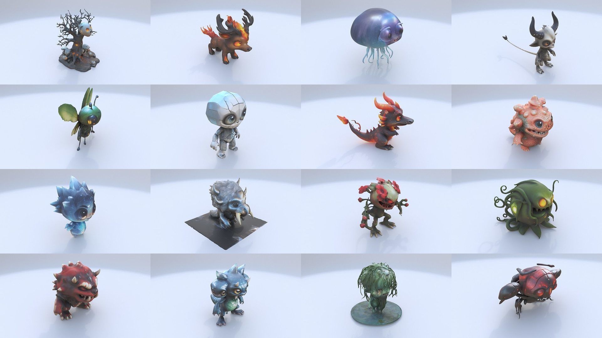 33 3D models of Monsters cartoon in shibi style 3D Model Collection_1