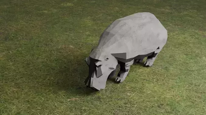 Low Poly Hippo with Concrete Texture
