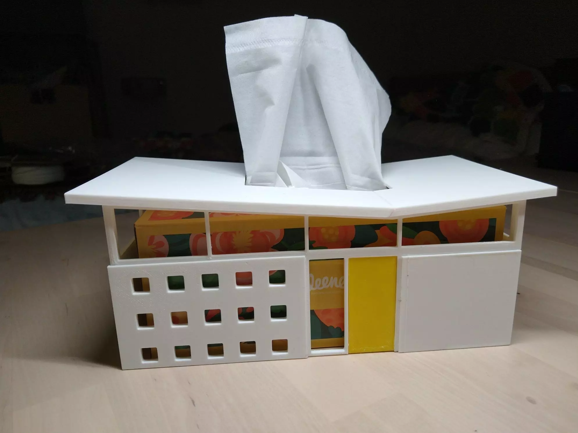 Tissue Box Cover - Mid-century House 3D print model_0