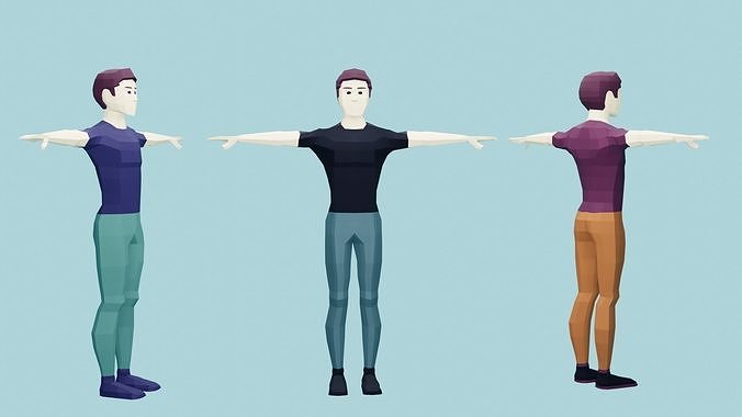Rigged Lowpoly Man 3D Model Poseable Free 3D model