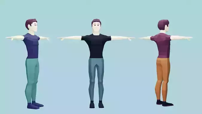 Rigged Lowpoly Man 3D Model Poseable
