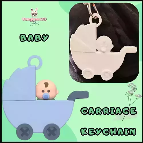 Baby Carriage Keychain 3D print model