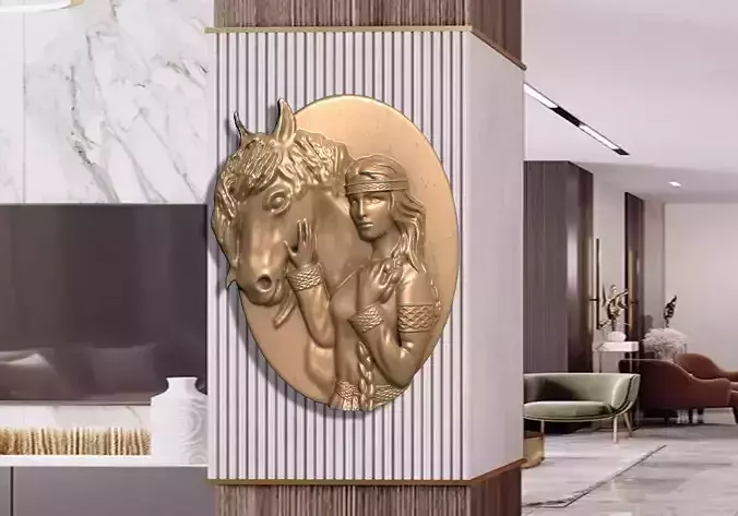 GIRL WITH HORSE FOR DECORATION CNC - 3D PRINTING 3D print model