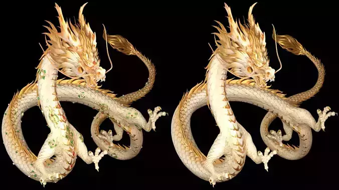 Dragon Loong Chinese Dragon White Dragon King 3D model