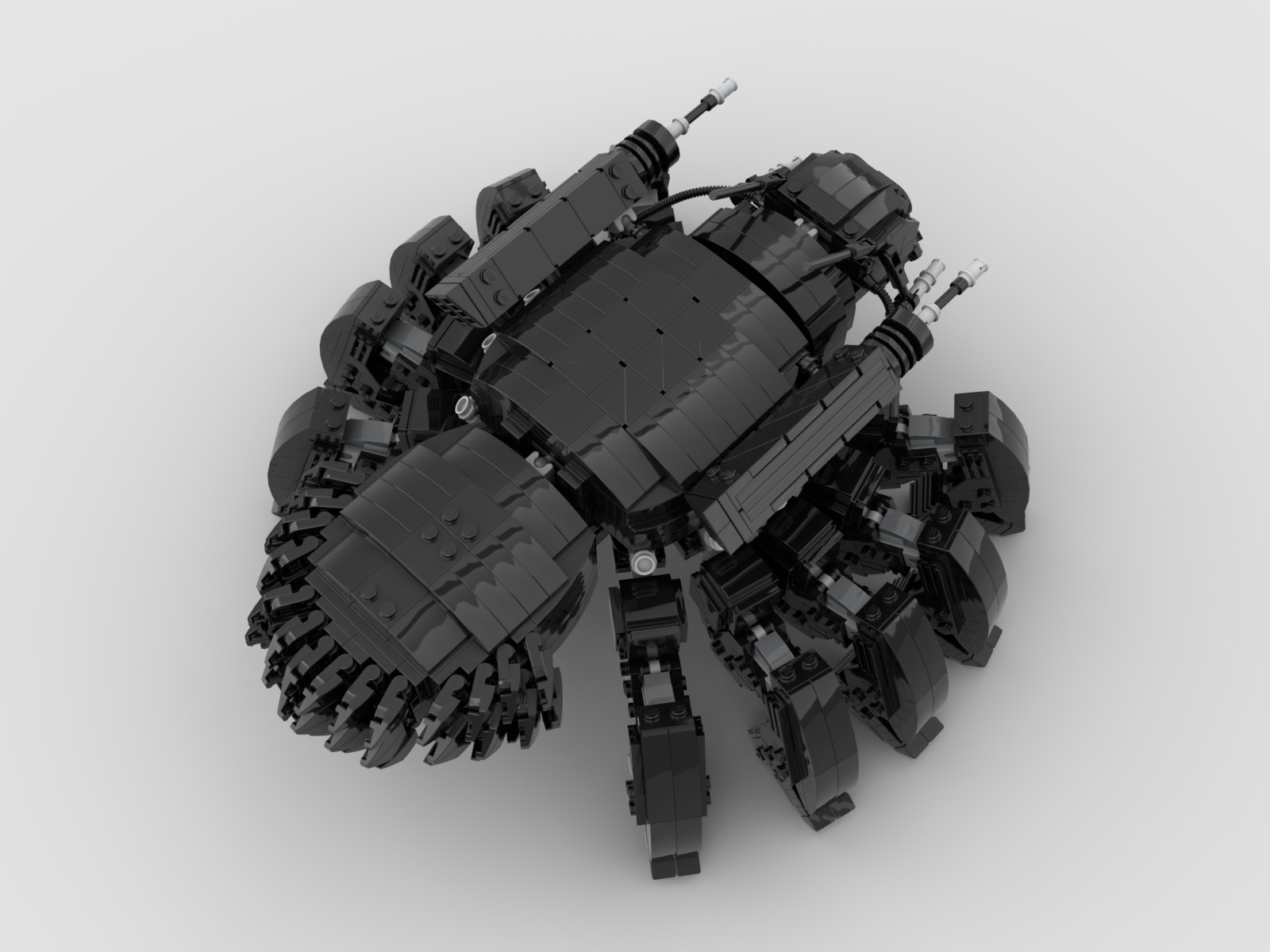 retro futuristic walker tank  3D model_4