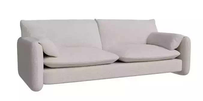 White Fabric Upholstered Sofa
