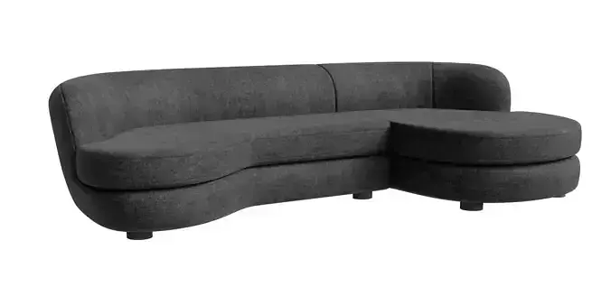 Grey L Curved Upholstered Sofa