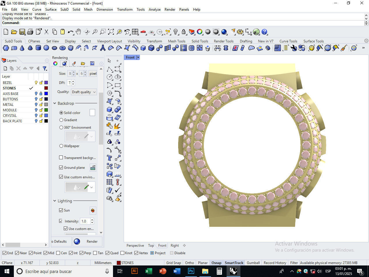 Watch Bezel Case GA 100 3D print model_15