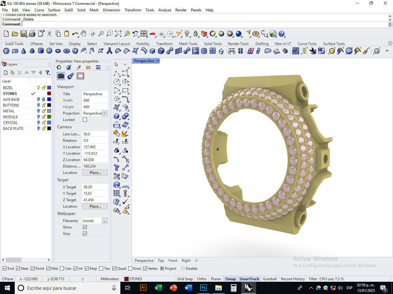 Watch Bezel Case GA 100 3D print model_22