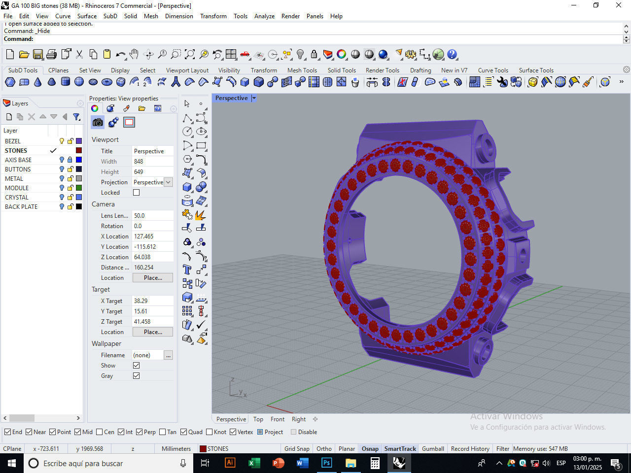 Watch Bezel Case GA 100 3D print model_24