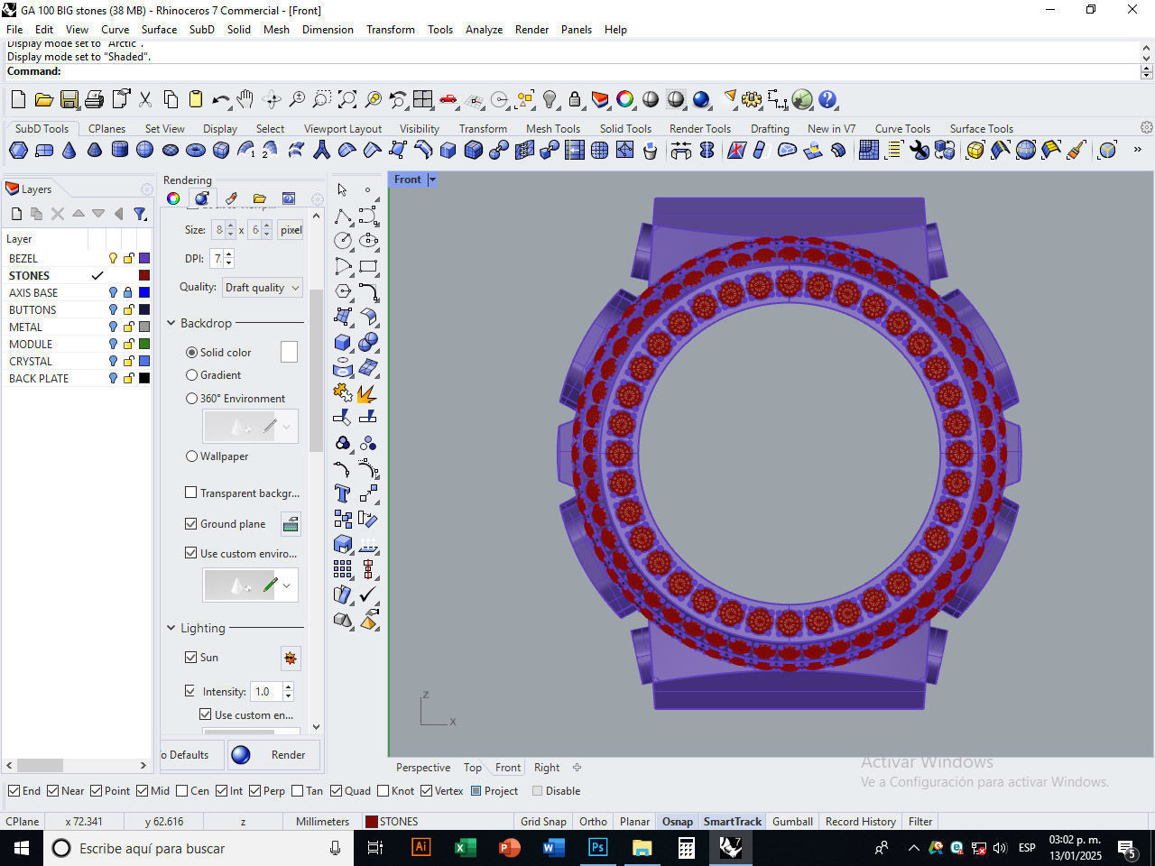 Watch Bezel Case GA 100 3D print model_17