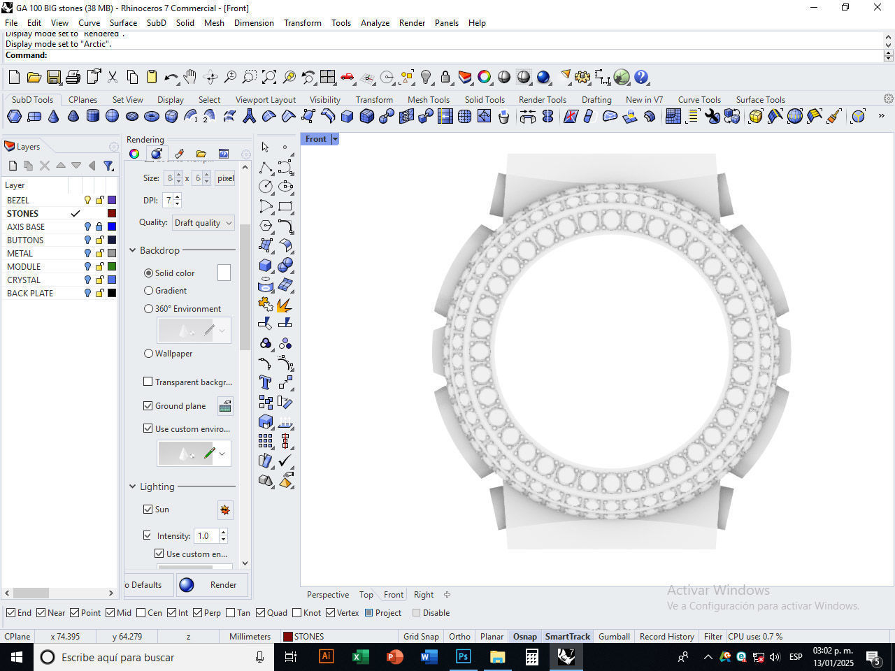 Watch Bezel Case GA 100 3D print model_16