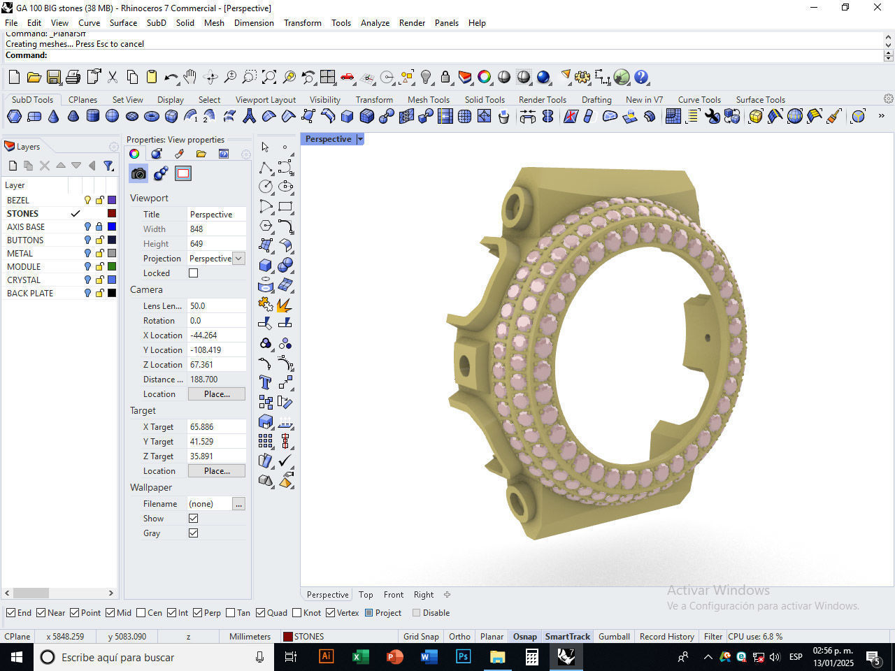 Watch Bezel Case GA 100 3D print model_5