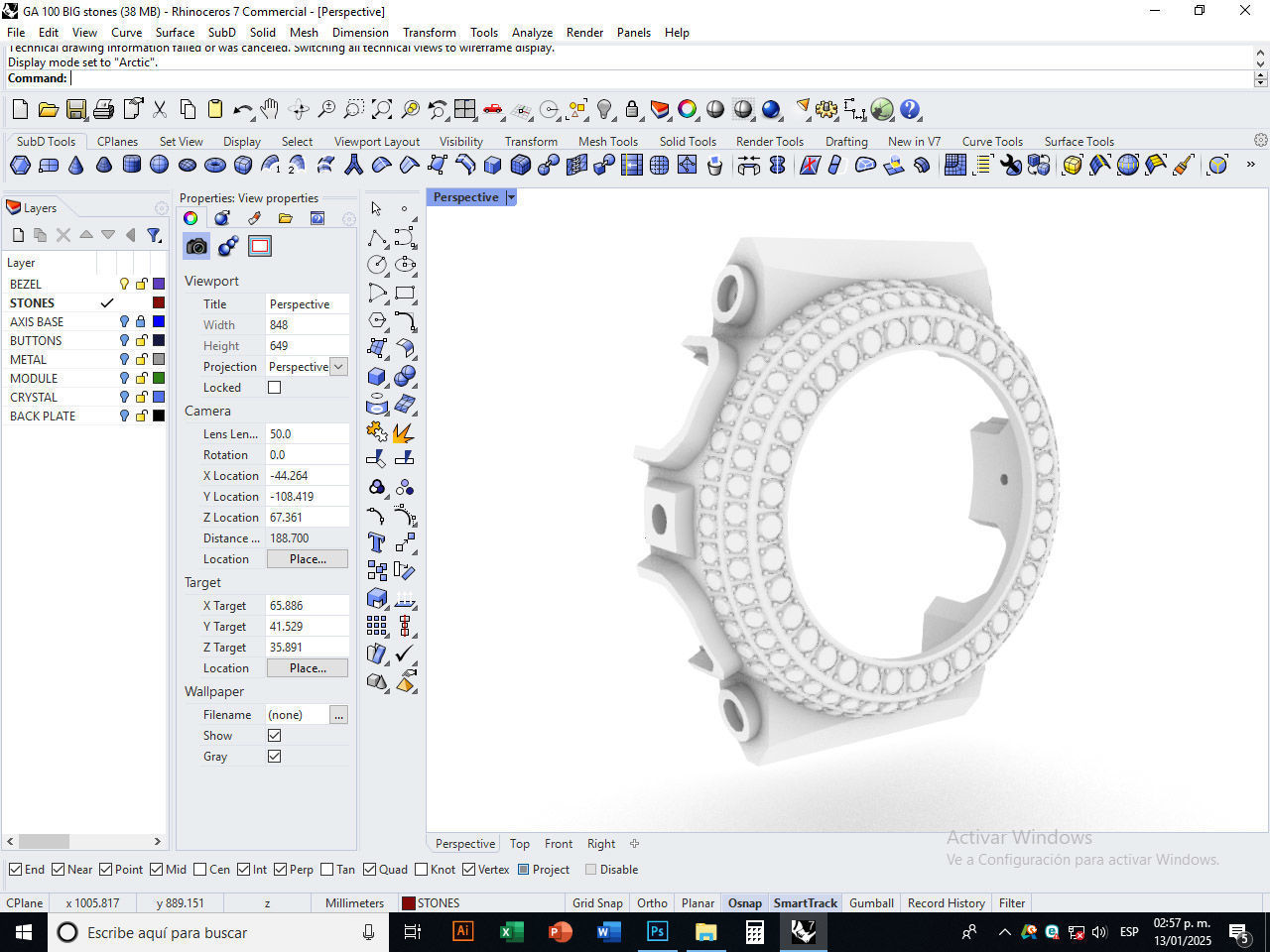 Watch Bezel Case GA 100 3D print model_12