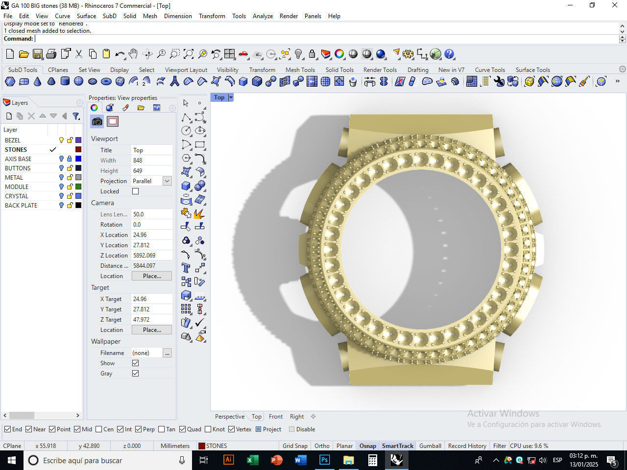 Watch Bezel Case GA 100 3D print model_20